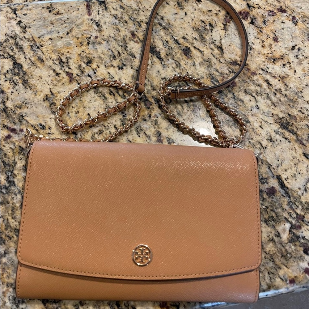 Tory Burch Tan Chain wallet purse